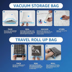 12 Jumbo Compression Storage Bags, Vacuum Storage Bags, Space Saver Bags for Comforters, Blankets, Bedding, Pillows and Clothes Storage, Hand Pump Included