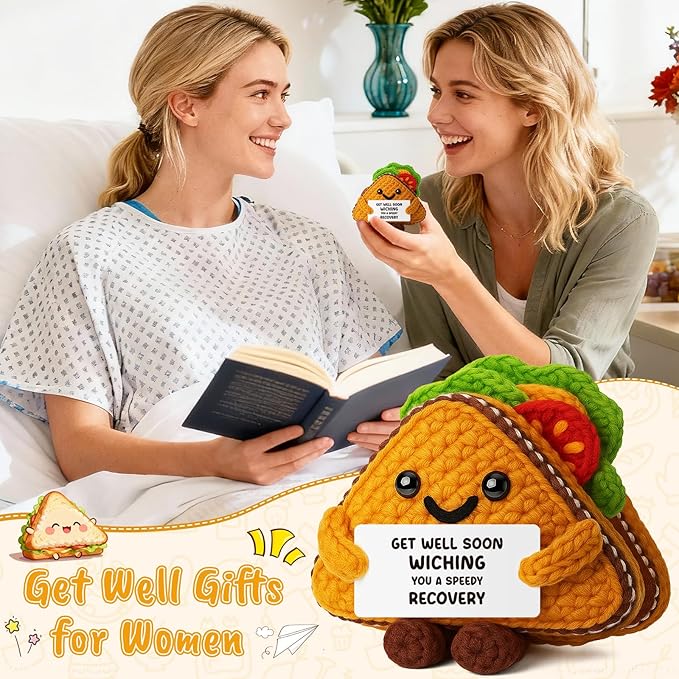 MY-ALVVAYS Funny Get Well Soon Sandwich Positive for Friend Women Men, Handmade Recovery Encouragement Gift, Thinking of You Present Collectible Doll