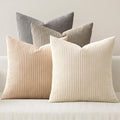 MIULEE Boho Farmhouse Neutral Cream Throw Pillow Covers 20x20 Inch Set of 4 Mordern Nordic Cushion Covers Soft Corduroy Spring Home Decor for Couch Bed Sofa Living Room