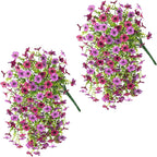 Artificial Hanging Flowers for Outdoors Spring Decoration, 2PCS Silk Fake Daisy Realistic Outdoor Flowers UV Resistant Porch Patio Window Yard Decor(Light Purple Red)