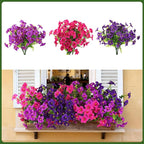Artificial Fake Petunias Flowers for Outdoors Spring Decoration, 12 Bundles Faux Flower Plants UV Resistant Realistic Silk Flower for Outside Planters Patio Porch Yard Window Box (3 Mix Colors)