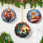 Surfing Stained Glass Ornament, Christmas Tree Decor, Surfing Ornaments for Christmas Tree, Holiday Presents, Gift Exchange
