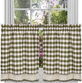 Sweet Home Collection Kitchen Window Curtain Panel Treatment Decorative Buffalo Check Design, 36", Sage