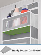 JARLINK 2 Pack Over the Door Organizer Storage, 5 Shelf Hanging Door Organizer with 5 Large Capacity Pockets, Anti Tilt 44 lb Load Behind Door Storage for Bedroom, Bathroom, Pantry, Nursery, (Grey)