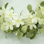 WreathDream 18'' Spring Wreath Summer Wreath for Front Door with Green Eucalyptus Leaves and White Cherry Blossoms for Home Outdoor Farmhouse Porch Wall Decoration, White Gift Box Included