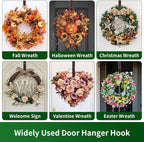 Wreath Hanger for Front Door,Adjustable Metal Wreath Hanger from 12-20", Hold Up 20lb, Indoor or Outdoor Over The Door Wreath Hook Hanger for Easter Spring Halloween Xmas Wreath Decorations (Bronze)