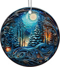 Jabihome Christmas Ornaments 2025, Exchange for Women, Men, Collectible Dated Year Ornaments for Tree, Unique Acrylic Suncatcher, Printed Stained Glass Effect Decor (Moonlit Forest)