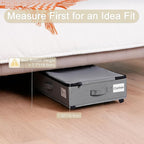 Under Bed Storage with Wheels, 2 Pack Under Bed Storage Containers with Label Holders for Clothes, Shoes and Blankets, Rolling Underbed Shoe Organizer with Cover, Grey (30.71x15.7x7.28 in)