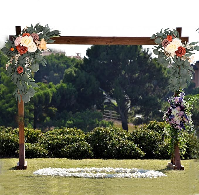 CDQL 2Pcs Wedding Welcome Sign Floral Decoration,Artificial Flower Swag Wedding Arch Decor, Wedding Flower Swag for Wedding Ceremony and Reception Arrangement (Yellow)