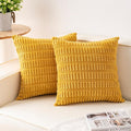 Aegero Pack of 2 Corduroy Decorative Throw Pillow Covers 20x20 InchSoft Boho Striped Pillow Covers Modern Farmhouse Home Decor for Sofa Living Room Couch Bed（Yellow）