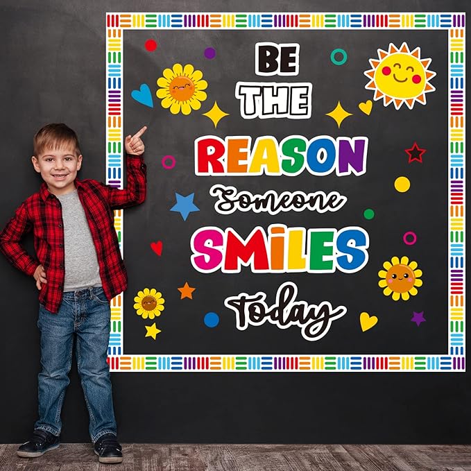 Classroom Bulletin Board Decoration Set Welcome Banner Wall Door Decor Colorful Classroom Decorations for Kindergarten Preschool Elementary Middle School(Be The Reason Someone Smile Today)