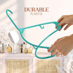 Plastic Hangers 50 Pack Aqua - Clothes Hangers - Makes The Perfect Coat Hanger and General Space Saving Clothes Hangers for Closet - Percheros Ganchos para Colgar Ropa Hangars