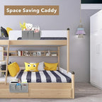 Bedside Caddy Hanging Storage Bag, Organizer Baskets with Pockets for Bunk Bed Accessories, Loft & Dorm Rooms Chair Bed Rails (Gray-3pcs)