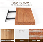 18 Inch Floating Shelves, Solid Wood Wall Shelves, 8 Inch Deep Floating Shelf – for Bathroom, Bedroom, Living Room, Kitchen, Home Decor & Storage, Heavy-Duty Wooden Shelf Wall-Mounted, Set of 2