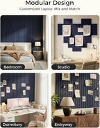 Aothia 12-Pack Felt Bulletin Board Tiles 48"x36", Modular Pin Board for Smooth Walls, Cork Board Alternative for Notes & Photos, 0.35" Thick, 70 Adhesive Tabs & 40 Pins, Navy Blue