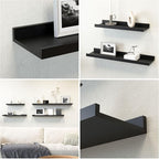 Boswillon 70.9 Inches Long Floating Shelves, 2 Set Modern Wall Shelf for Bedroom, Nursery Book Shelf with Lip, Picture Ledge Shelf for Wall Decor Living Room Bathroom Kitchen - Black