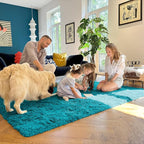 OLANLY 2x4 Machine Washable Runner Rugs for Hallway, Soft Fluffy Shaggy Bedside Rugs for Bedroom, Living Room, Indoor Floor Carpet for Kids Girls and Boys, Nursery Rooms, Home Decor Aesthetic, Teal