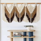 IOWER Macrame Wall Hanging Boho Wall Hanging Brown Dorm Wall Decor Craftsmanship Handmade Tassel Knotting Boho Fiber Art Home Room Decor 47" W x 25" L