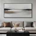 Large Framed Abstract Wall Art for Living Room, Horizontal Black and White Landscape Canvas Prints Paintings Artwork for Walls, Neutral Modern Minimalist Pictures Wall Decor for Bedroom Office 30x60