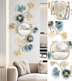 Large Wall Mirror,Modern Wall Mirrors Decorative,3DMetal Ginkgo Biloba Design - Perfect for Living Room, Bedroom, Bathroom, or Entryway Wall Decor