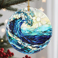 Christmas Ornaments, 2.8 Inch Ceramic Hanging Ornament, Christmas Tree Ornaments, Xmas Decorations, Holiday Decorations, Holiday Party Gifts, and Xmas Gift Ideas - Ocean Wave