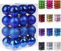 Emopeak 24Pcs Christmas Balls Ornaments for Xmas Christmas Tree - 4 Style Shatterproof Christmas Tree Decorations Hanging Ball for Holiday Wedding Party Decoration (Navy Blue, 2.4"/6.2CM)