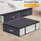 StorageRight Under Bed Storage Bags 6 Pack, 40L Large Clothes & Comforter Storage Containers with Clear Window, Breathable Fabric Organizer for Blankets, Bedding, Seasonal Clothing, Grey