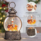 Christmas Snow Globes Lantern, Gingerbread Man Musical Snow Globes with Swirling Glitter Effects, USB/Battery Powered with 6-Hour Timer, Christmas Decorations
