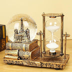Snow Globe with Hourglass Timer Home Decorations for Living Room LED Music Crystal Ball Snow Globes Collectibles Bedroom Book Shelf TV Cabinet Desktop Decor Statue Figurine Table Centerpiece Ornament
