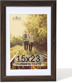 KTKDE 15x23 Picture Frame,Poster Frame Display Pictures 13 x 19 with Mat or 15x23 Without, Tempered Glass, 23 by 15 Walnut Wooden Frame Wall Gallery Photo Frame best gift