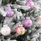 Soulchen 24 Pcs Christmas Iridescent Ornaments 2.36 Inch Plastic Rainbow Hanging Gradient Ball Christmas Tree Decoration Fake Bubble for Xmas Tree Winter Party Holiday Home Decorations