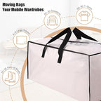 Heavy Duty Moving Bags with Backpack Straps and Strong Handles, Alternative to Moving Boxes and Storage Totes for Dorm Room Essentials, 12 Pack, Clear