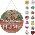 Giftgarden Welcome Home Sign for Front Door with 14 Changeable Icons, Seasonal Door Wreaths Outdoor Porch Decor, All Season Holiday Housewarming Gift