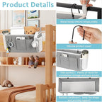 Loghot Bedside Caddy/Bedside Storage Bag Hanging Organizer for Bunk and Hospital Beds,Dorm Rooms Bed Rails,Can be Placed Glasses,Books,Mobile Phones,Keys (2pc Grey)
