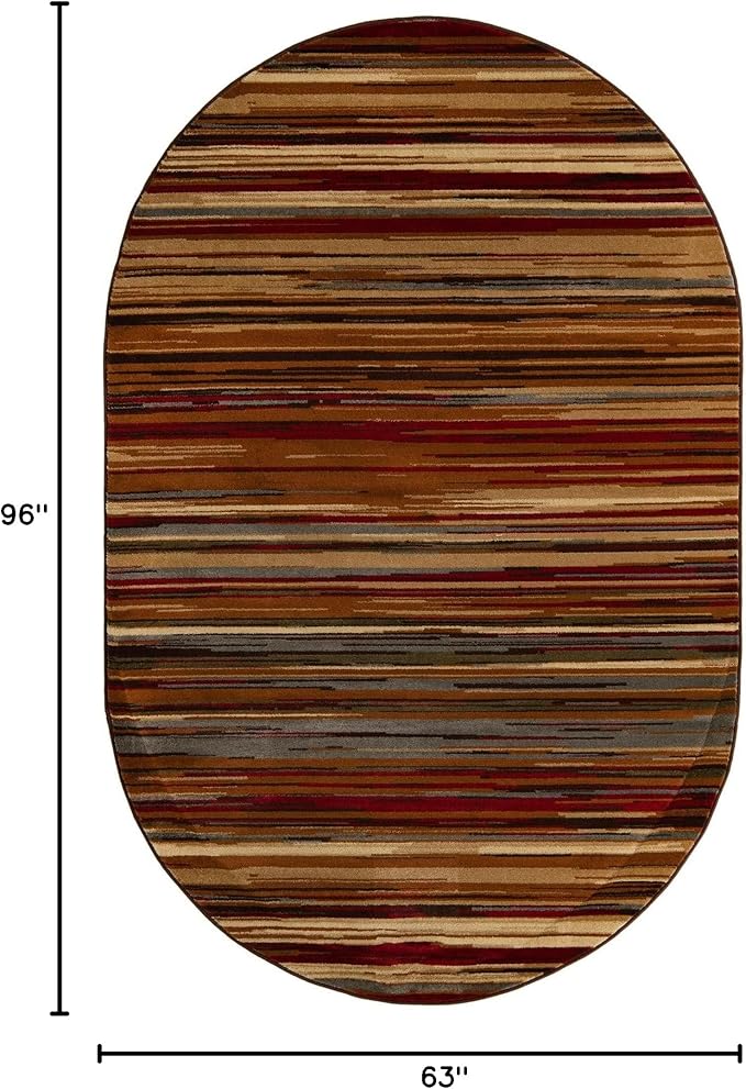 Unique Loom Barista Collection Area Rug - Icatu (5' 3" x 8' Oval, Beige/Brown)