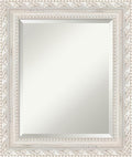 Amanti Art White Wall Mirror 26x22 Opera Off White Rectangle Bathroom Mirror for Wall Decor Living Room, Small Traditional Wood Frame, Hangs Horizonally and Vertically, Bathroom Decor, Beveled Edge