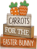 Lineshading 4 Pcs Easter Decor Wooden Carrot Decoration Easter Tiered Tray Decor Rustic Wooden Carrot Block Sign Carrots Table Centerpiece Farmhouse for Party Home Kitchen