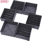 DIOMMELL 6 Pack Foldable Cloth Storage Box Closet Dresser Drawer Organizer Fabric Baskets Bins Containers Divider for Clothes Underwear Bras Socks Lingerie Clothing, Dark Grey 22-2000