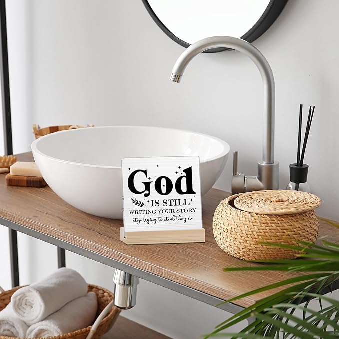 Farmhouse Decor, Acrylic Christian God Home Decorations, Aesthetic Entry Way Table Shelf Decor, Living Room Table Accessories, Boho Office Decorations For Work (07)