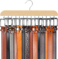 Belt Hanger for Closet Max 42 Belts, Sturdy Wood Belts Rack Closet Accessories with 14 Hooks Belt Organizer for Men Organizers and Storage -Wood 1 Pack