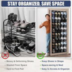 Over the Door Shoe Organizer - 40 Large Breathable Mesh Pockets, Space Saving Hanging Shoe Organizer with Metal Hooks, Hanging Shoe Rack for Men's and Women's Shoes (Black)