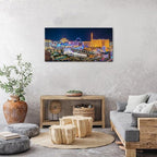 Las Vegas Skyline Wall Art American Cityscape Wall Decor City Night View Canvas Prints Picture Bellagio Fountain Skyscraper Painting Modern Artwork for Bedroom Living Room Home Decoration 20x40”