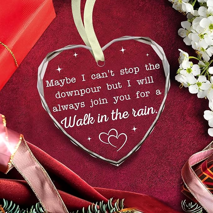 BSQUIELE Christmas Ornament for Friend - Friend Ornament for Women - Maybe I Can't Stop The Downpour -Friendship Gifts, Friend in Need, Send Love to Sister, Bestie Gift, Thinking of You Gift