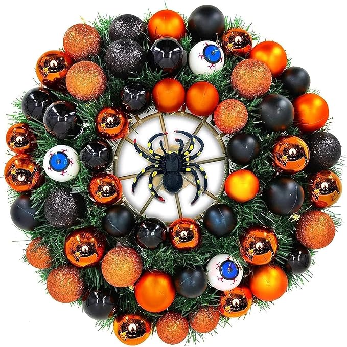 Emopeak 24Pcs Christmas Balls Ornaments for Xmas Christmas Tree - 4 Style Shatterproof Christmas Tree Decorations Hanging Ball for Holiday Wedding Party Decoration (Orange, 2.4"/6.2CM)