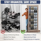 Over the Door Shoe Organizer - 40 Large Breathable Mesh Pockets, Space Saving Hanging Shoe Organizer with Metal Hooks, Hanging Shoe Rack for Men's and Women's Shoes (Grey)
