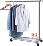 MISSLO Short Clothing Racks for Hanging Clothes with Bottom Shelves and Wheels Heavy Duty Rolling Clothes Rack Kids Clothing Rack for Adult Coat, Closet, Wardrobe