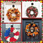Mity rain Suction Cup Hooks for Door Wreaths, Reusable Metal Wreath Hangers for Front Door Glass Windows, Strong Hold No-Drill Wreath Holder Ideal for Holiday & Christmas Door Decorations（Black）
