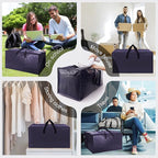 Heavy Duty Extra Large Moving Bags W/Backpack Straps - Strong Handles & Zippers, Storage Totes For Space Saving, Fold Flat, Alternative to Moving Box and Storage Bin (Set of 6, Blue)