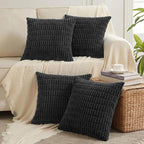 Fancy Homi 4 Packs Decorative Throw Pillow Covers for Living Room Couch Bed, Modern Farmhouse Boho Home Décor Accent Cushion Case, 14" x 14", Black