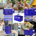 8 Pack Moving Storage Bags Heavy-Duty with Zippers and Reinforced Handles, Moving Supplies Packing Boxes for Moving, Storing, Saving Space, Blue Plastic Storage Totes 93 L(24 Gallon)